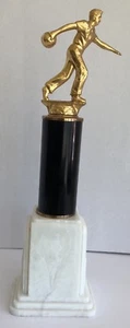 Art Deco Bowling Trophy Brass Metal Alloy w/ Bakelite Column Base Dodge Inc VTG - Picture 1 of 12