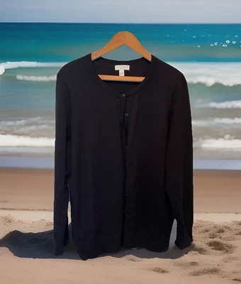 Cárdigan Charter Club Mujer Abotonado Negro Suéter Elevado Básico Damas 1X Foto 1 de 4