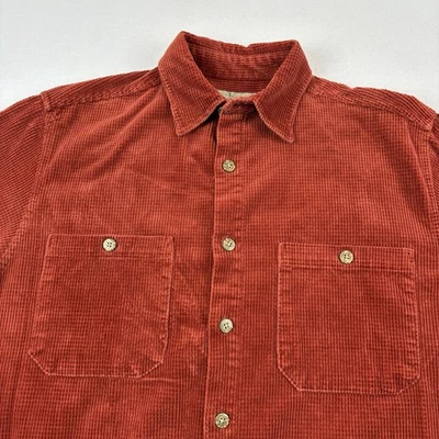Vintage Territory Ahead Wide Wale Corduroy Button Up Shirt Mens S Rust Paprika  - Image 1 of 4