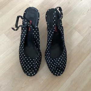 Graceland Sandaletten Peeptoes schwarz-weiß Polka Dots Damen Gr. 40 NEU - Bild 1 von 5