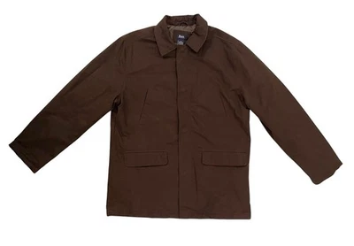 VTG GH BASS & CO Mens Medium Dark Brown Quilt Lining Full Zip Button Coat Jacket - Image 1 of 4