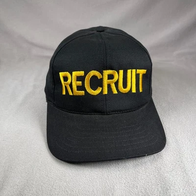 Military Recruit Hat Men OS Black Vintage Snapback Cap Made In USA Atlas - Image 1 of 4