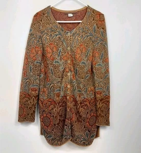 PERUVIAN CONNECTION Button Front Cardigan Sweater Medium Pima Cotton Art to Wear - Picture 1 of 13