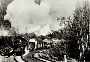 DDR Motivkarte Verkehr & Eisenbahn Railway Dampflokomotive Güterzug bei Erla - Picture 1 of 2