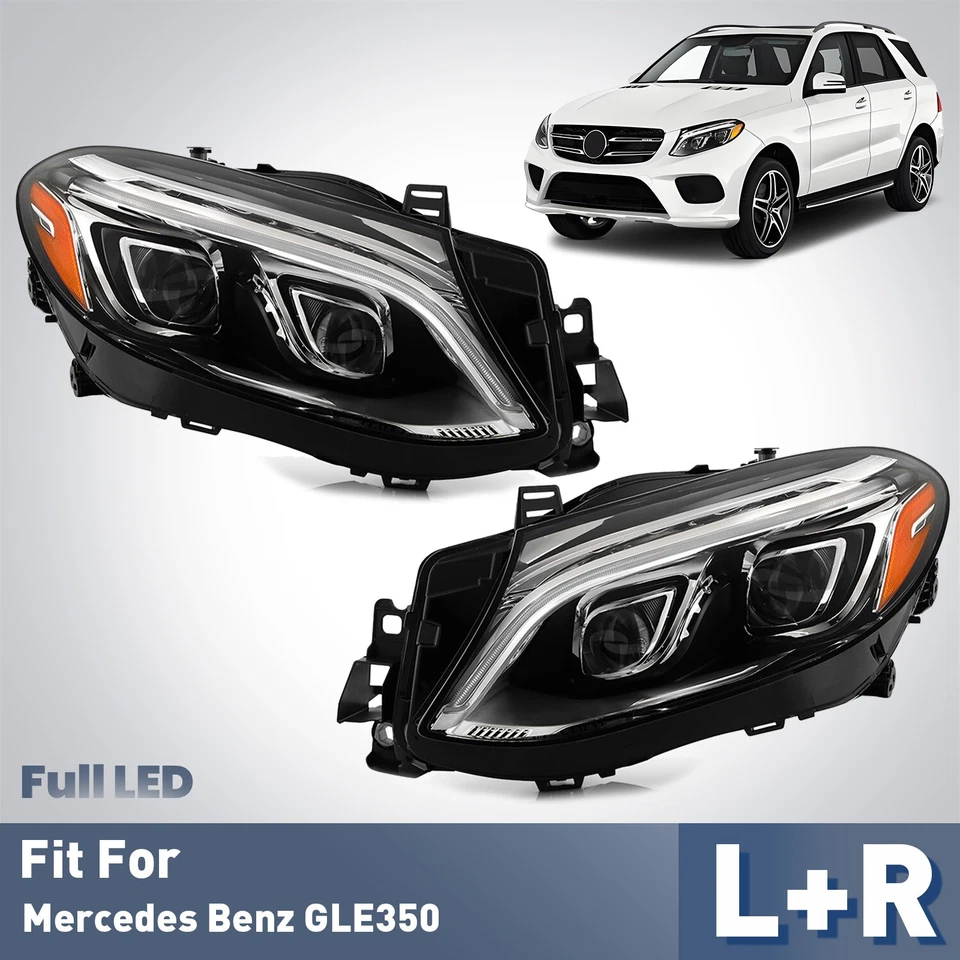 Full LED Headlight For 2016 2017 2018 2019 Mercedes Benz GLE350 Left+Right Pair Foto 1 de 4