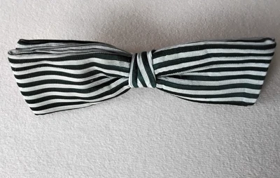 1950s Bowtie Clip-on Dark Green/Gray Stripes 5" L X 11/2" W - Image 1 of 2