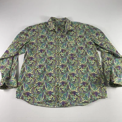 Camisa Alan River Para Hombres 2XL Cachemira Floral Abotonada Manga Larga Psicodélica Foto 1 de 4