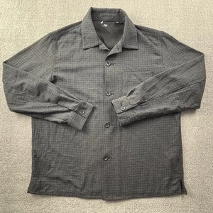 Uniqlo Shirt Adult Medium Gray Button Up Long Sleeve Flannel Shacket Overshirt - Picture 1 of 14