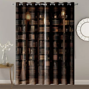Gothic Vintage Bücherregal Verdunkelung Fenster Vorhänge, Retro Mittelalter Bücherregal L... - Bild 1 von 8