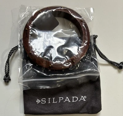 NUEVO SILPADA 'Wildwood' Brazalete Brazalete B3303 Madera Latón Cristal Esterlina NUEVO Foto 1 de 4
