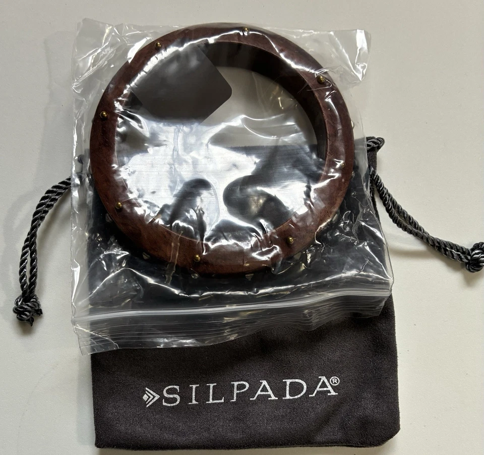 NUEVO SILPADA 'Wildwood' Brazalete Brazalete B3303 Madera Latón Cristal Esterlina NUEVO Foto 1 de 4
