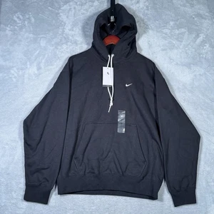 Nike Hoodie Mens M Black Loose Fit Solo Swoosh Pullover Sweatshirt DX1355-010 - Picture 1 of 11