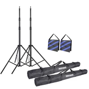 NEEWER Light Stands 10 Feet Heavy Duty Spring Cushioned Set of 2 with Carry Bags - Picture 1 of 7