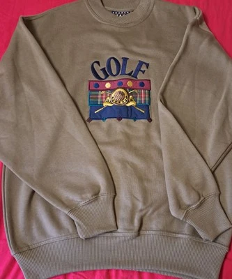 Vintage Golf Size Medium Brown Embroidered  Sweatshirt Dad Trader Bay New - Image 1 of 4