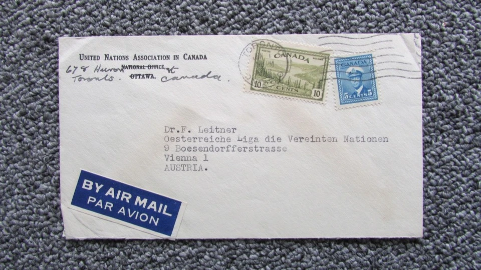CANADA UNITED NATIONS ASSOCATION COVER TO UN AUSTRIA - Image 1 of 1