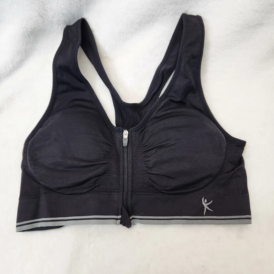 Danskin Now Racerback XL черный передний на молнии беспроводные съемные подушечки спортивный бюстгальтер - Изображение 1 из 4