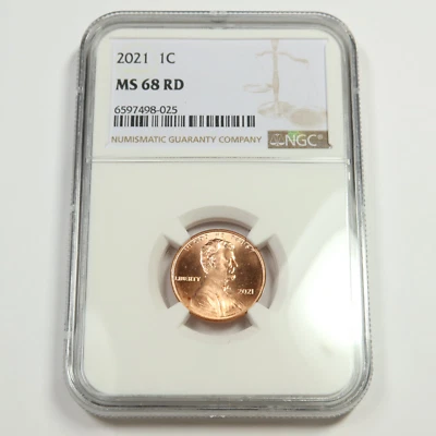 2021 P NGC MS68 RD - Lincoln Shield Cent Penny - 1c US Coin #50880A - Image 1 of 2