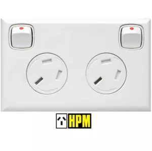 HPM Double Powerpoint With Child Safety Surface Mount CDXLP777ESWEWE - Bild 1 von 3