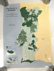 Wine Regions of Portugal, Map of D.O.C. and I.P.R. Regions, Color-Coded Poster - Picture 1 of 5