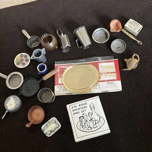 Doll House Mini Metal Pots, Pan, Tray  Tankard Lot of 20 Items - Picture 1 of 7