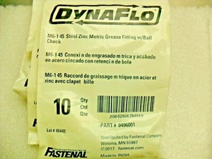 qty 10- Dynaflo #0496001 M6-1 45 Steel Zinc, Metric Grease Fitting,w/Ball Check - Bild 1 von 4