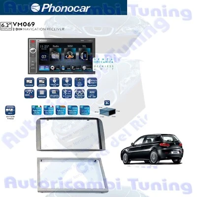 RADIO Phonocar VM069 2 din auto multimedia 6.2" Navigatore + mascherina ALFA 147 - Immagine 1 di 4