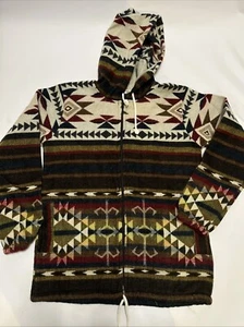Lateinamerikanische warme Jacke Hoodie rot/braun Southwestern Gr. Small Alpaka Wolle - Bild 1 von 13