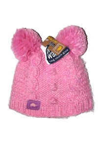 Turtlefur Kids Fluff Balls Double Pom Knit Hat-O/S ages 3-6 Bubble Gum Pink NEW - Picture 1 of 7