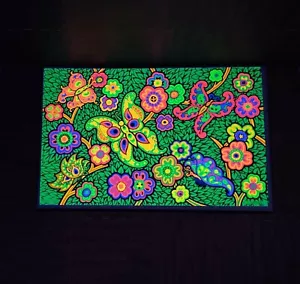 1970 Third Eye Black Light Poster 740 Butterflies & Dogwood Orlando Macbeth UV - Picture 1 of 7