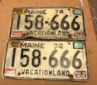 Vintage Maine License Plates Matched Pair