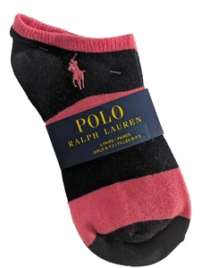NEW ~Ralph Lauren Polo~ Girls 6 Pair/Pack Ankle Socks ~White, Black & Pink 8-9.5 - Picture 1 of 2