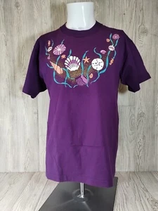Best Fruit Of The Loom Large Women Purple T-shirt Underwater Single Stitch - Picture 1 of 6