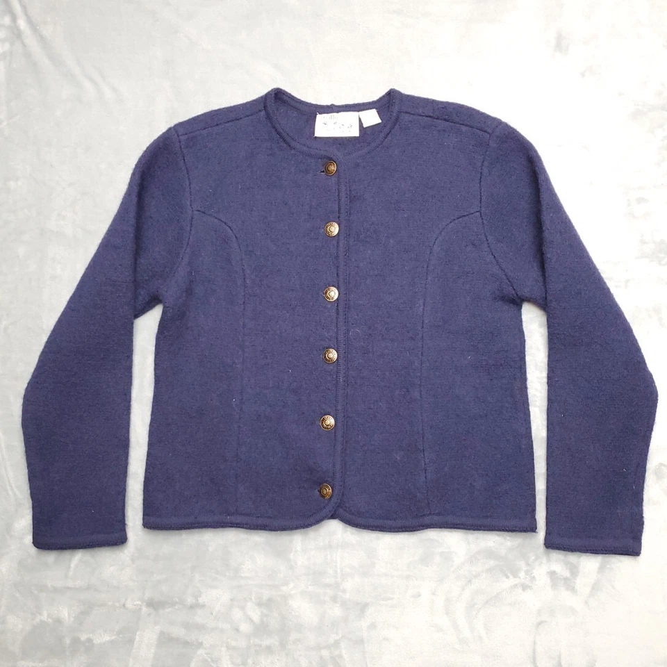 Suéter Vintage Tally Ho Mujer Medio Azul 100% Lana Botón Cárdigan Nórdico Foto 1 de 4