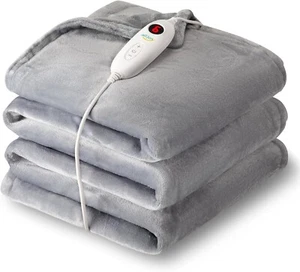 200x180cm Heated Electric Blanket Throw Large Heated Throw Blanket Grey - Picture 1 of 3