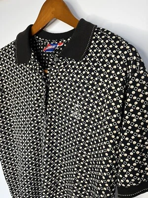 Camisa de golf Tail para dama, diseño geométrico negro/dorado/blanco, grande Foto 1 de 4