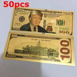 50Pcs President Colorized $100 Dollar Bill Gold Foil Banknote US - Picture 1 of 3