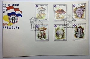 1986 PARAGUAY FDC COVER MUSHROOMS 6 STAMPS AND MUSHROOM CANCEL - Picture 1 of 3