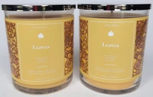 BATH & BODY WORKS (LOT OF 2) WHITE BARN LEAVES SCENTED 1 WICK 8 OZ CANDLE - Picture 1 of 5
