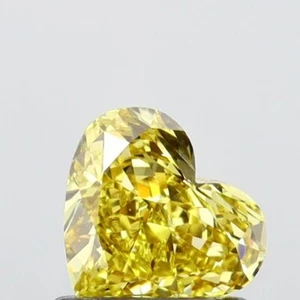 Heart Cut 1.05 Carat Fancy Intense Yellow VS1 CVD Loose Lab Grown Diamond - Picture 1 of 3