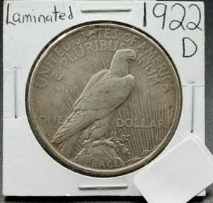1922 d Peace Silver Dollar Error Coin VF Peeling Laminated Planchet w Strike DBL - Picture 1 of 2