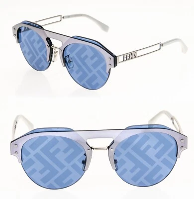 Gafas de sol futuristas FENDI TECHNICOLOUR 40027 plata azul estampado espejo FE40027U Foto 1 de 4