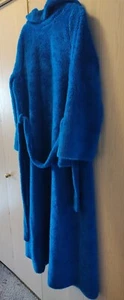 Vintage Bathrobe Full Length Soft Fleece and A Bright Blue Color with Belt - Picture 1 of 4