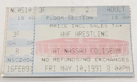WWF Ticket Stub ANDRE THE GIANT’S FINAL WWF MATCH! Nassau 5/10/91 WWE Rare Cover