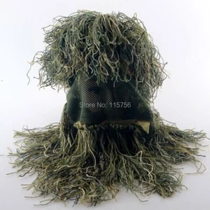 Unisex Ghillie Anzug Kopf Kapuze Tarnfarbe Atmungsaktiv Polyester Netz für Jagd - Bild 1 von 11