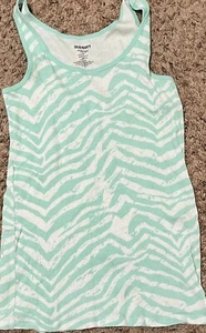 GIRLS OLD NAVY ZEBRA TANK TOP-SIZE XL-14-WHITE/SEAFOAM GREEN - Picture 1 of 1