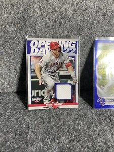 2022 TOPPS OPENING DAY RELIC ODR-MT MIKE TROUT WHITE JERSEY And Blue Parallel 27 - Picture 1 of 4