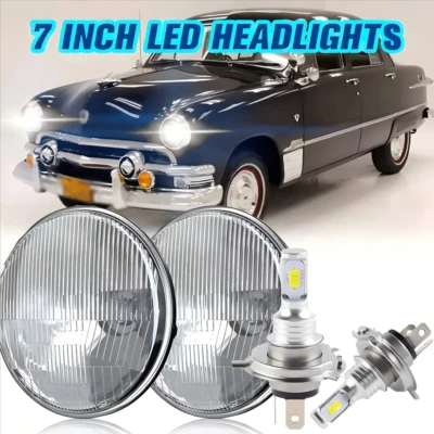 Par de faros LED redondos de 7" pulgadas para Ford Deluxe 1939-1951 carcasa de lámpara nuevos Foto 1 de 4