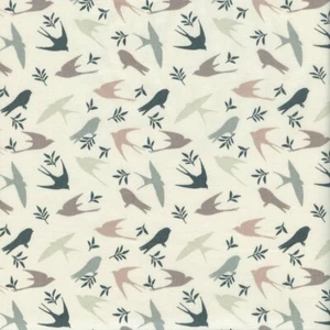 Textiles français Swallows fabric - Naturals -100% Cotton 140cm wide (Per 50 cm) - Picture 1 of 2