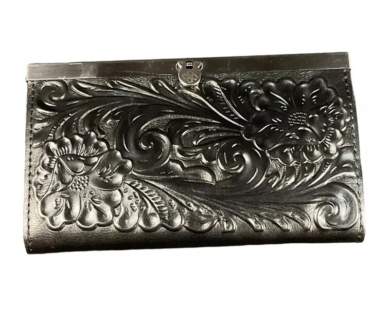 Cartera sin asas Patricia Nash para mujer con marco de cuero Cauchy negra Foto 1 de 4