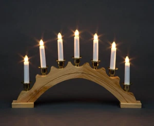 Puente de vela roja preiluminado de madera tradicional 7 bombillas LED ventana... - Imagen 1 de 36